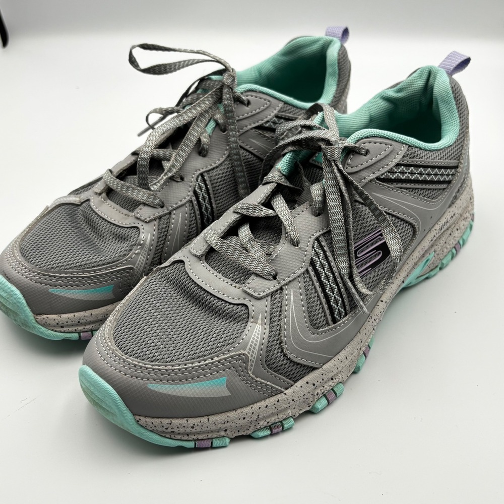 Skechers Hillcrest Pure Escapade Gray Aqua Trail Walking Shoes 179097S Womens 10